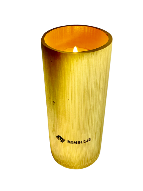 Bambusa Bamboo Candle and Bamboo Candle Holder