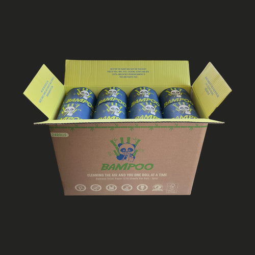 NEW LARGER Bampoo Premium Bamboo Toilet Paper | Plastic-free, Chemical-free, Tree-free, Septic-safe, & Unbleached | 24 Rolls (370 sheets 3-ply)